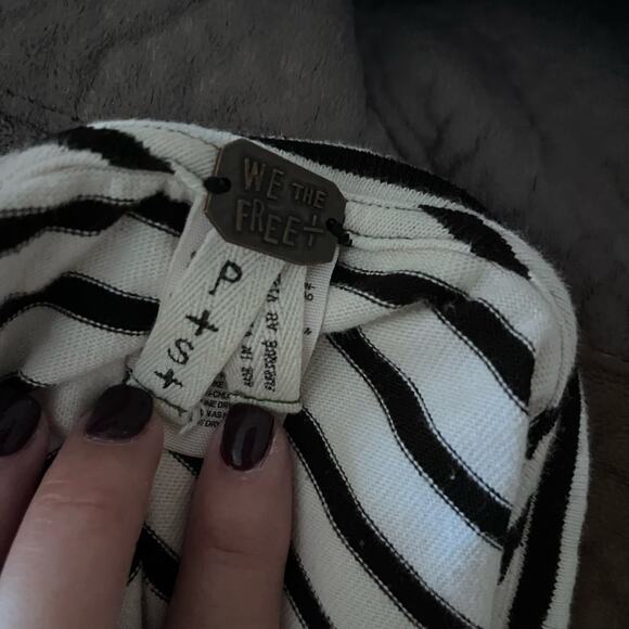 free people black and white stripe high low crop top sleeveless small - Picture 2 of 4